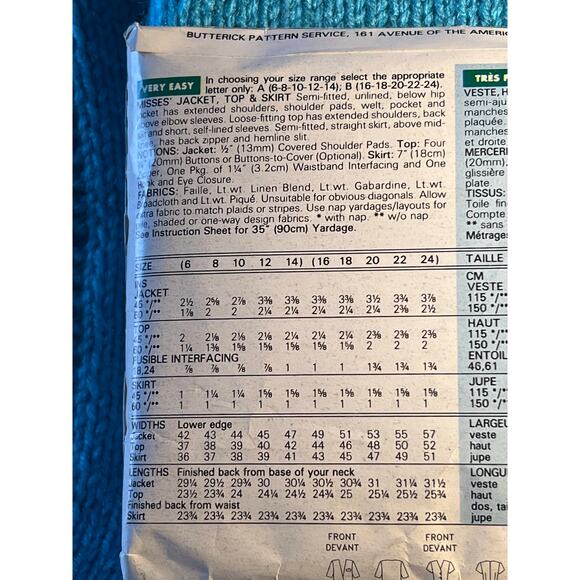 Butterick Sewing pattern 6252 suit blazer straight skirt blouse size 6-14 - Picture 4 of 5